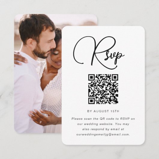 Moderne RSVP met QR-code en foto's Kaartje (Voorkant / Achterkant)