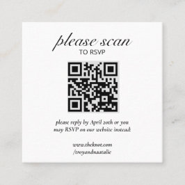 Moderne RSVP met QR Code Enclosure Kaart Vierkante Visitekaartje