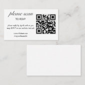Moderne RSVP met QR Code Enclosure Kaart Visitekaartje (Voorkant / Achterkant)