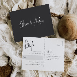 Moderne RSVP met zwart en wit handgeschreven huwel Briefkaart