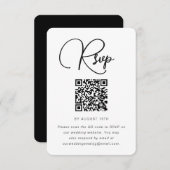 Moderne RSVP met zwart en wit huwelijk met QR-code (Voorkant / Achterkant)