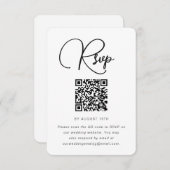Moderne RSVP met zwart en wit huwelijk met QR-code (Voorkant / Achterkant)