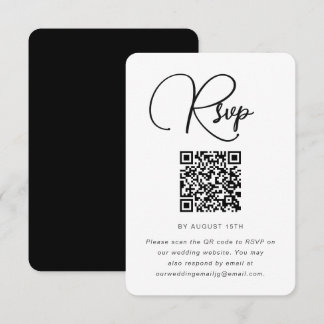 Moderne RSVP met zwart en wit huwelijk met QR-code Kaartje