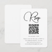 Moderne RSVP met zwart en wit huwelijk met QR-code Kaartje (Voorkant / Achterkant)
