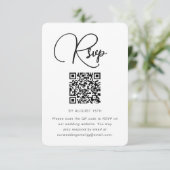 Moderne RSVP met zwart en wit huwelijk met QR-code Kaartje (Staand voorkant)