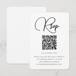 Moderne RSVP met zwart en wit huwelijk met QR-code Kaartje