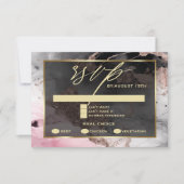 Moderne RSVP Paint Abstract Roos Houtskool Goud Kaart (Voorkant)