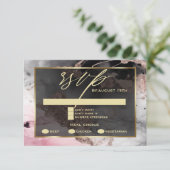 Moderne RSVP Paint Abstract Roos Houtskool Goud Kaartje (Staand voorkant)