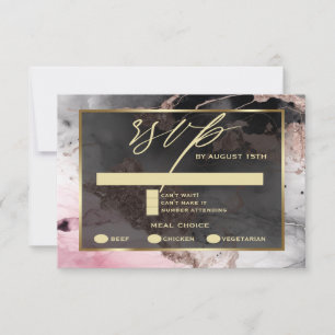 Moderne RSVP Paint Abstract Roos Houtskool Goud Kaartje