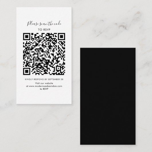 Moderne RSVP QR Code Enclosure Kaart (Voorkant / Achterkant)