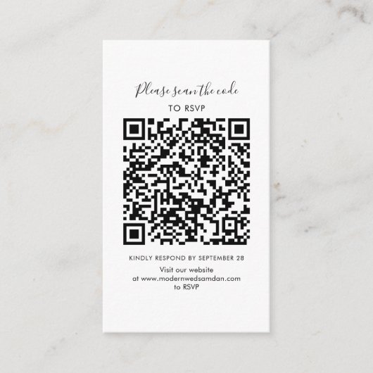 Moderne RSVP QR Code Enclosure Kaart (Voorkant)