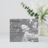 Moderne RSVP QR-code foto bruiloft uitnodiging (Staand voorkant)