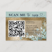 Moderne RSVP QR Code Navy Blue & Gold Wedding Informatiekaartje (Voorkant)