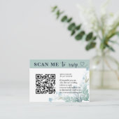 Moderne RSVP QR Code Sage Green & White Wedding Informatiekaartje (Staand voorkant)