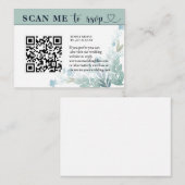 Moderne RSVP QR Code Sage Green & White Wedding Informatiekaartje (Voorkant / Achterkant)