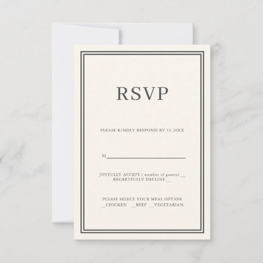 Moderne RSVP-respons met minimale RSVP-respons Kaa RSVP Kaartje (Voorkant)