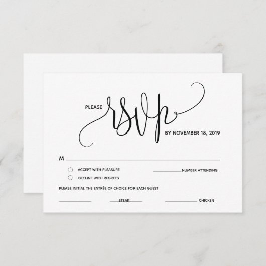 Moderne RSVP-uitbreidingskaart (Response) Informatiekaartje (Voorkant / Achterkant)