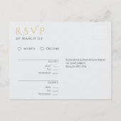 Moderne RSVP Zwart Wit en Goud bruiloft- Briefkaart (Achterkant)