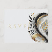 Moderne RSVP Zwart Wit en Goud bruiloft- Briefkaart (Voorkant)