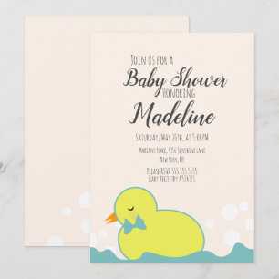Moderne Rubber Eend Geel Warm Baby Shower Kaart