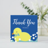 Moderne Rubber Eenden Blauwe Baby Shower Dank Je  (Staand voorkant)