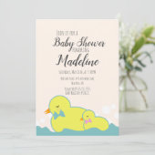 Moderne rubberen eenden beige baby shower kaart (Staand voorkant)