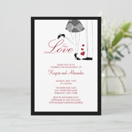 Moderne rue Love Couple Verloving Invitations Kaart (Staand voorkant)