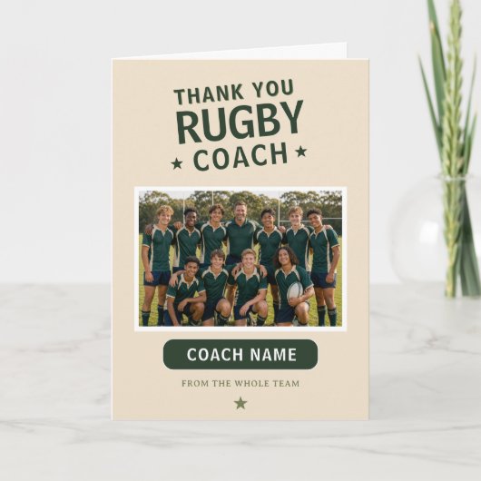 Moderne Rugby Teamfoto Coach Bedankkaart (Voorkant)