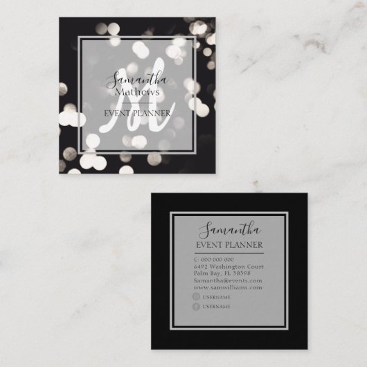 Moderne rugleuning, zwart en wit paneel voor gebeu vierkante visitekaartje (Voorkant / Achterkant)