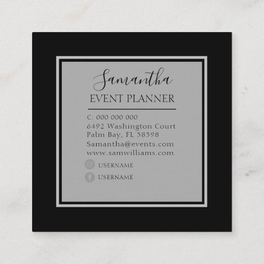 Moderne rugleuning, zwart en wit paneel voor gebeu vierkante visitekaartje (Achterkant)