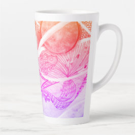 Moderne ruimte voor zwarte en roze afstotingen latte mok