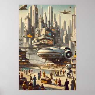 Moderne ruimtehaven uit het midden van de eeuw - S Poster