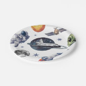 Moderne Ruimteschip Ruimte Planeet Verjaardag of F Papieren Bordje (Gekanteld)