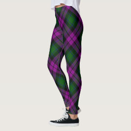 Moderne ruit fuchsia paars & groen leggings