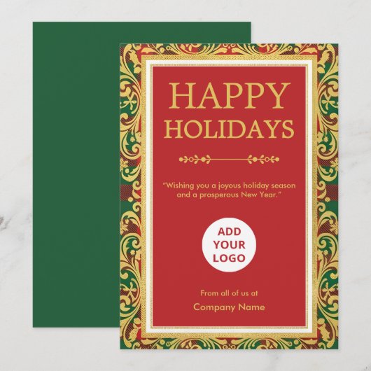 Moderne ruit rood goud feestdagenkaart (Voorkant / Achterkant)