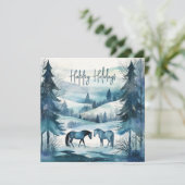 Moderne ruitersport winterpaarden vakantie Kaart (Staand voorkant)