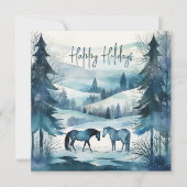 Moderne ruitersport winterpaarden vakantie Kaart (Voorkant)