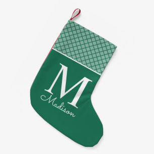 Moderne ruitnaammonogram kleine kerstsok