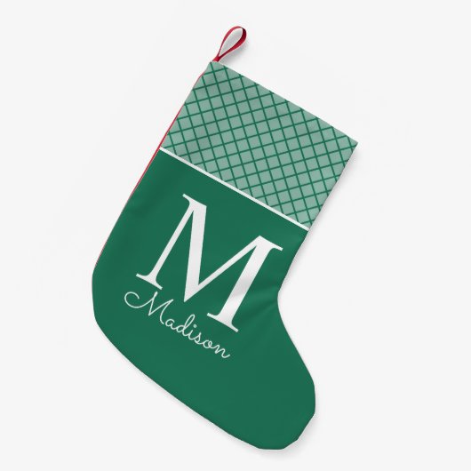 Moderne ruitnaammonogram kleine kerstsok (Voorkant (Hangend))