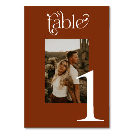 Moderne Rust Calligraphy Wedding Table Numbers Kaart