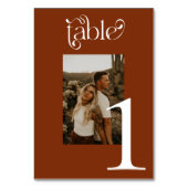 Moderne Rust Calligraphy Wedding Table Numbers Kaart (Achterkant)