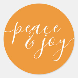 Moderne rust en vreugde Oranje witte kerst Ronde Sticker