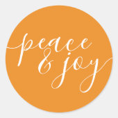 Moderne rust en vreugde Oranje witte kerst Ronde Sticker (Voorkant)