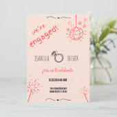 Moderne Rust Hand getrokken Verlovingsfeestuitnodi Kaart (Staand voorkant)