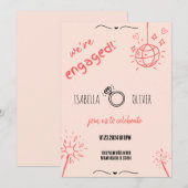 Moderne Rust Hand getrokken Verlovingsfeestuitnodi Kaart (Voorkant / Achterkant)