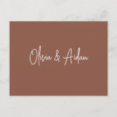 Moderne Rust Handgeschreven Manuscript Wedding Mea Briefkaart (Voorkant)