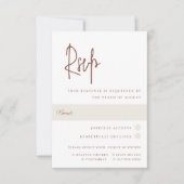 Moderne Rust Handgeschreven Manuscript Wedding Mea RSVP Kaartje (Voorkant)