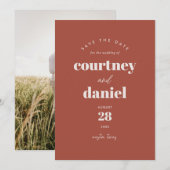 Moderne Rust Trendy Foto Bewaar de Datum Save The Date (Voorkant / Achterkant)