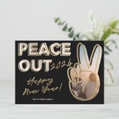 Moderne rust uit 2023 Gelukkig Nieuwjaar foto goud Feestdagenkaart (Staand voorkant)