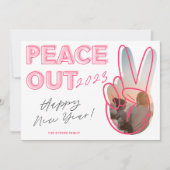 Moderne rust uit 2023 Gelukkig Nieuwjaar foto roze Feestdagenkaart (Voorkant)